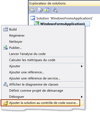 Ajouter la solution au contrôle de code source