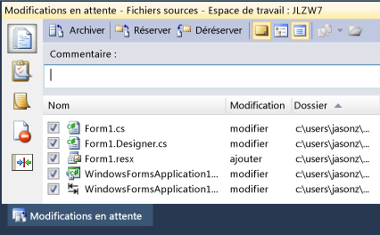 Sélectionner les modifications en attente