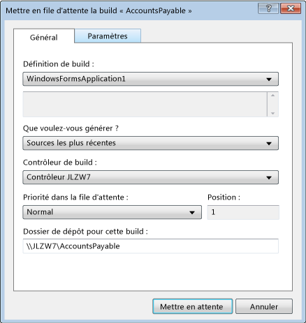 Mettre l'invite de build en file d'attente