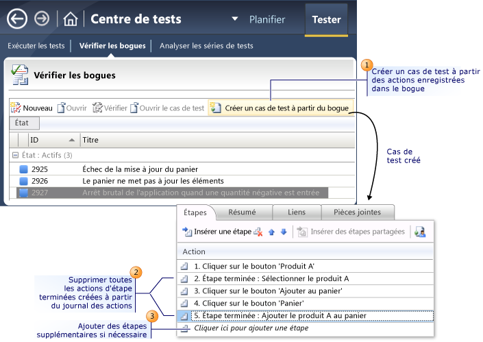 Créer un cas de test à partir d'un bogue