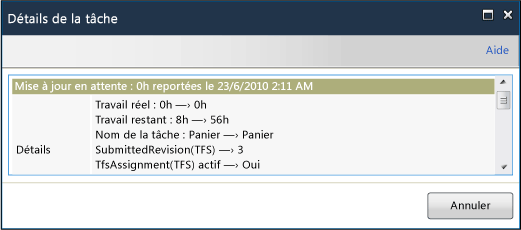 Détails de tâche