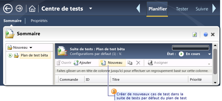 Ajouter des cas de test à une suite de tests par défaut