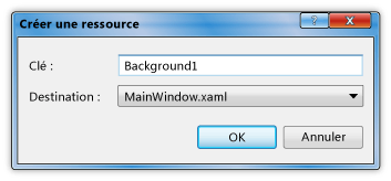Boîte de dialogue Créer une ressource