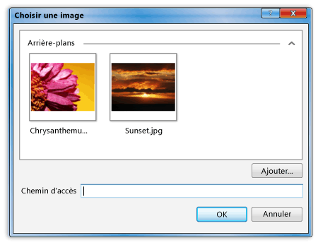 Boîte de dialogue Choisir une image