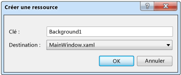 Boîte de dialogue Créer une ressource