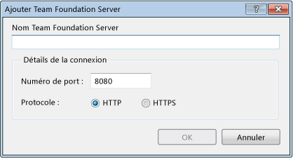 Boîte de dialogue Ajouter Team Foundation Server pour TFS 2008