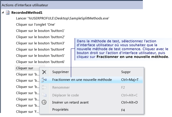 Fractionner une méthode de test