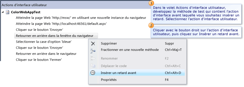 Insérer un retard avant une action d'IU