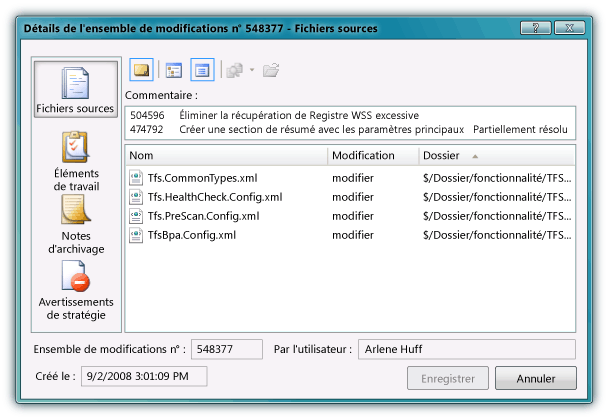 Détails de l'ensemble de modifications