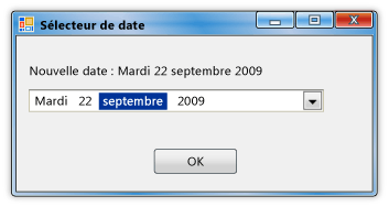 Formulaire après sélection d'une date à partir de DateTimePicker