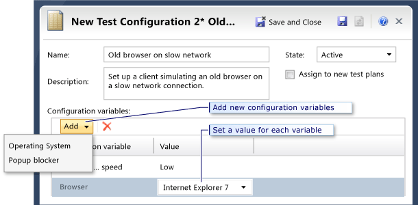 Création d'une configuration de test