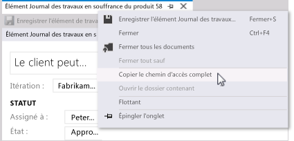 Envoyer par courrier électronique un lien hypertexte pour un élément de travail