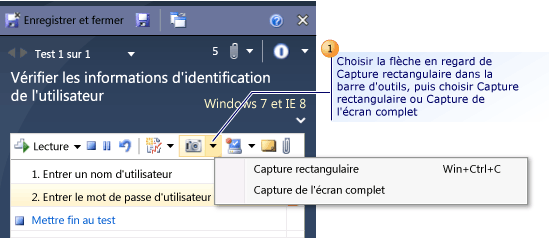 Capture de captures d'écran dans Test Runner