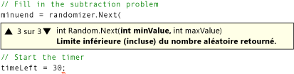 Surcharges de la fenêtre Intellisense