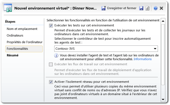 Assistant Environnement de Lab - page avancée