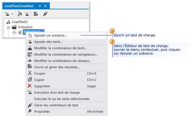 Ajout d'un scénario à un test de charge