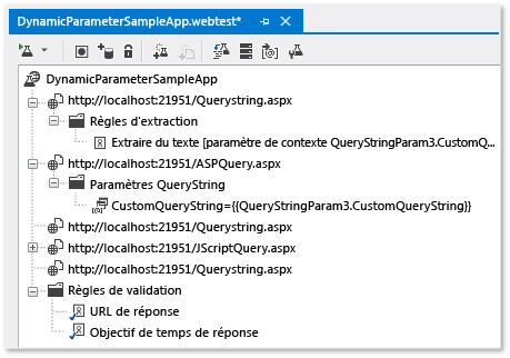 Règle d'extraction ajoutée pour le paramètre dynamique