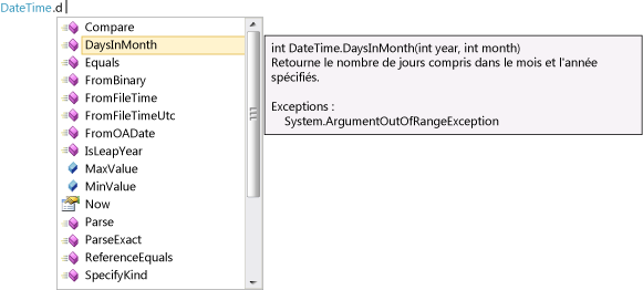 Exemple IntelliSense