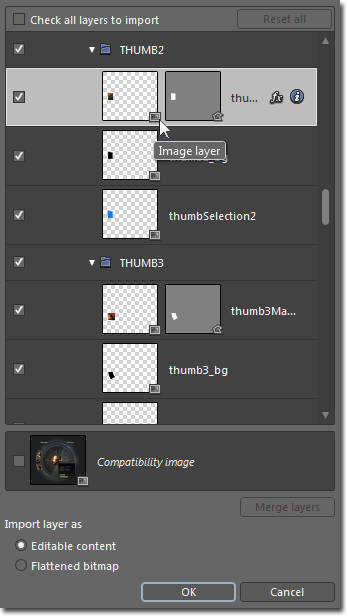 Calque d'image Importer un fichier Adobe Photoshop