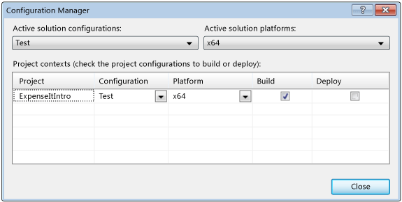 Gestionnaire de configurations avec configuration de test