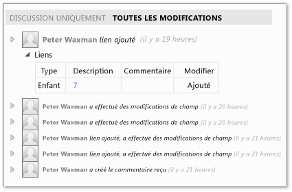 Afficher l'historique des modifications dans Team Web Access