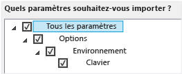 Importer uniquement les raccourcis clavier personnalisés