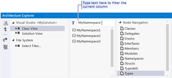 Filter the current column by name