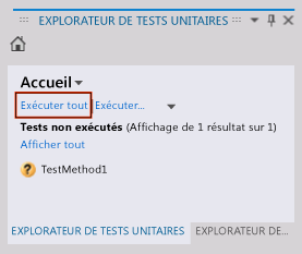 Explorateur de tests unitaires - exécuter un test unitaire