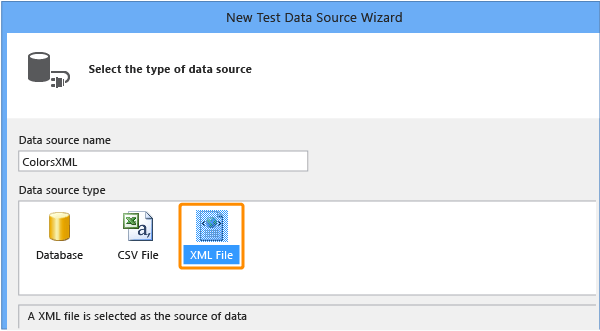 Enter a name and choose XML file