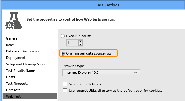 Edit the test settings file