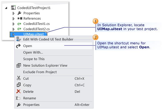 Context menu Edit With Coded UI Test Builder