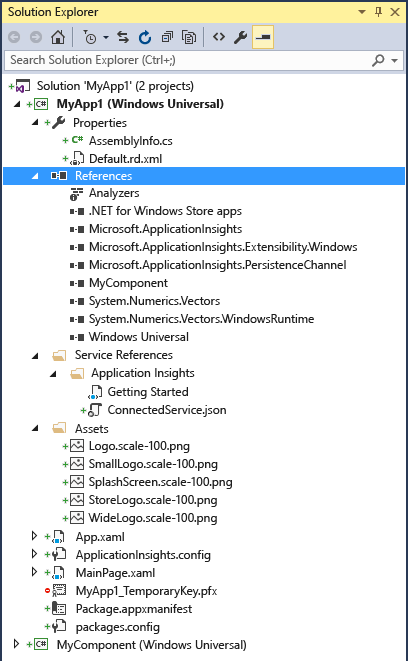 Screenshot of Solution Explorer with two projects.