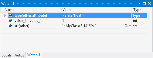 Watch window in the Visual Studio debugger