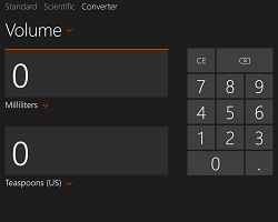 Exemple de navigation plate : page de calculatrice/convertisseur