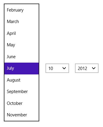 DatePicker à l’état actif