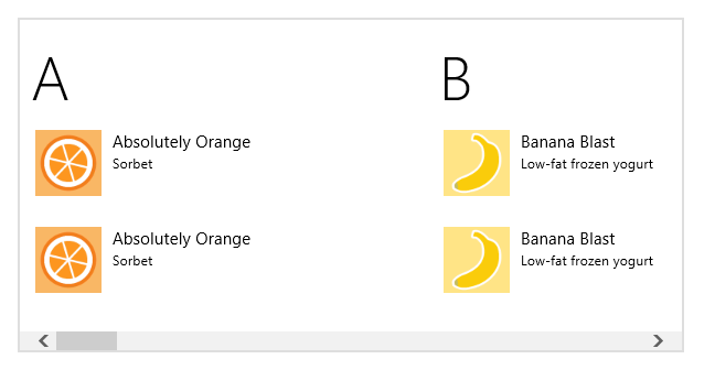 ListView avec éléments groupés