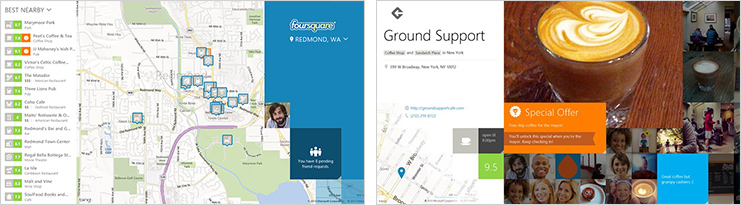 Affichage de la carte dans l’application Foursquare