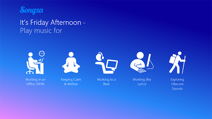 Application Songza, musique pour vendredi après-midi