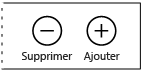 Commandes de la barre de l’application permettant de supprimer et d’ajouter