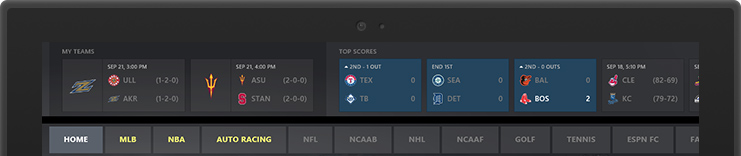 barre de navigation de l’application espn