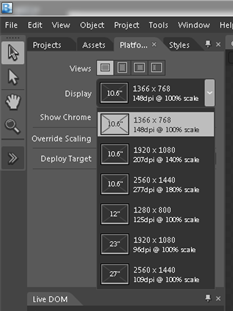 Menu de plateforme Blend avec une variété d’options de taille d’écran