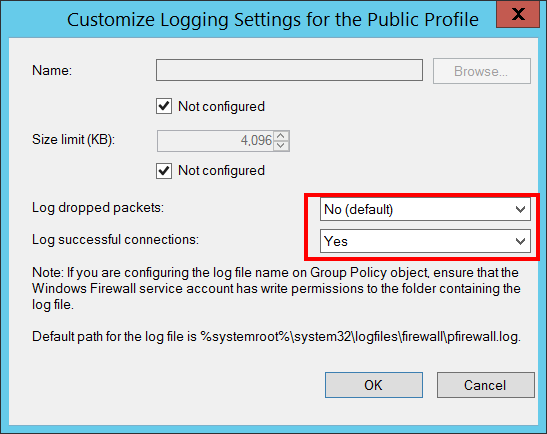 Logging Settings, Public Profile illustration