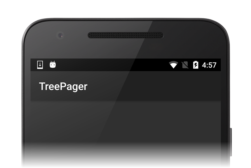 Capture d’écran de l’application affichant un ViewPager vide