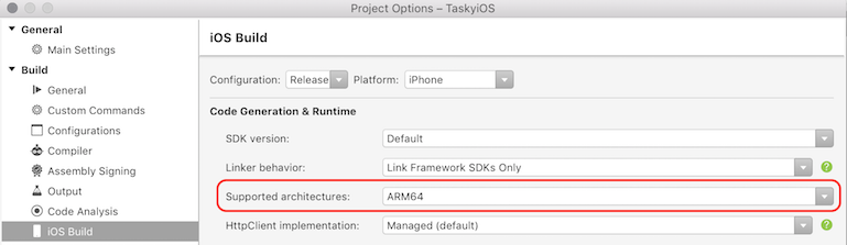 Liste déroulante Modifier les architectures d’appareil