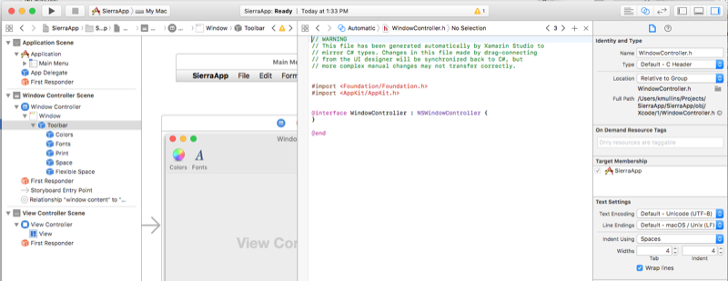 Fichier .h correspondant dans Xcode