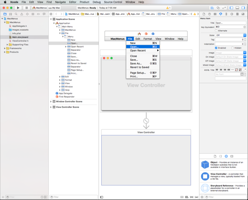 Modification des attributs d’un menu