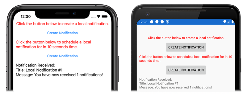 Application de notifications locales sur iOS et Android