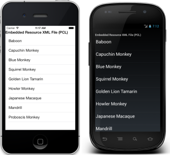Fichier Xml incorporé dans la bibliothèque .NET standard, affiché dans ListView
