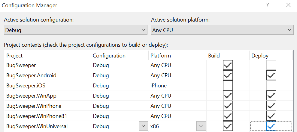 Configuration Manager fenêtre