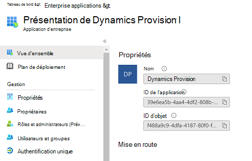 Écran Dynamics Provision.